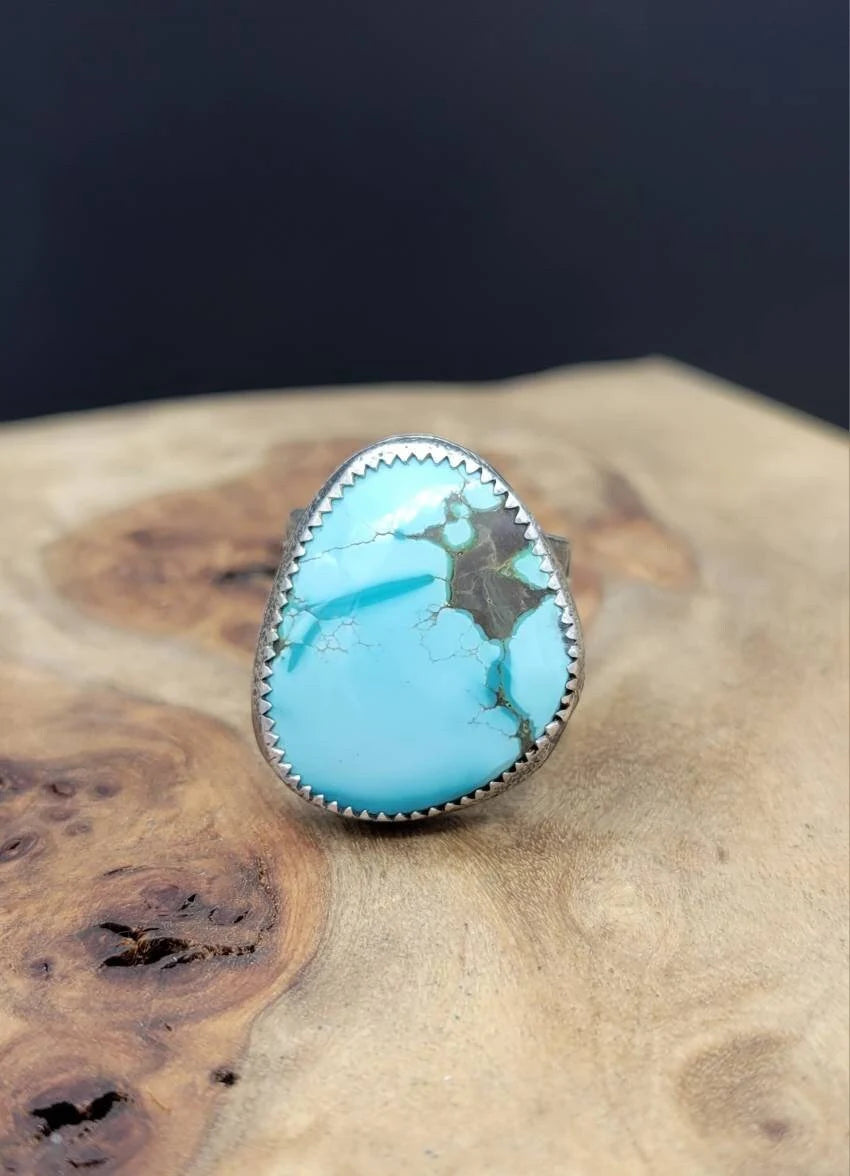 Sterling Silver Oval factory Turquoise Ring Size 8.5