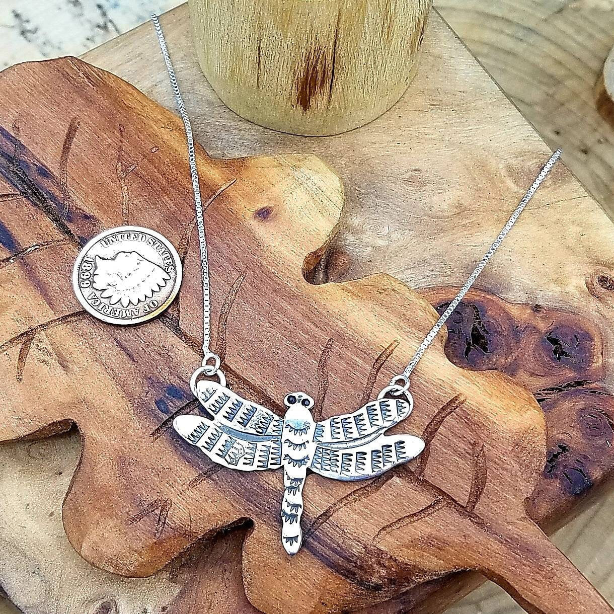 Handmade Sterling Silver Dragonfly Necklace