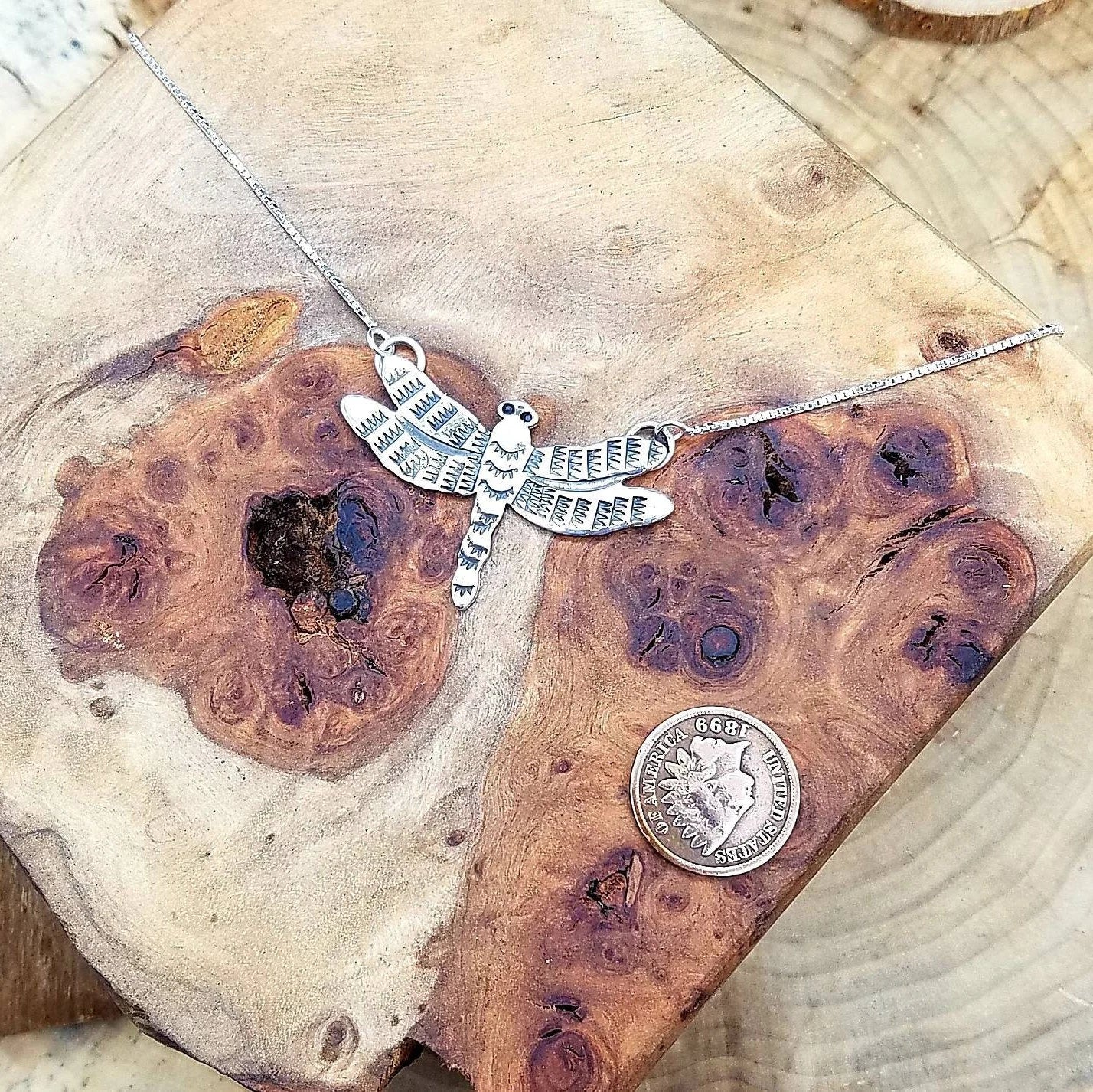 Handmade Sterling Silver Dragonfly Necklace