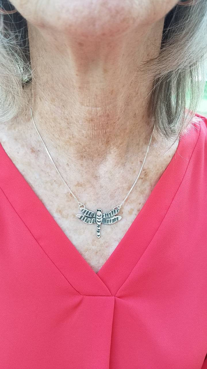 Handmade Sterling Silver Dragonfly Necklace